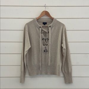 J.Crew Cashmere Grommet Tie Sweater size M